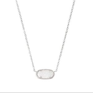 Kendra Scott Elisa Silver Pendant Necklace in Iridescent Drusy
